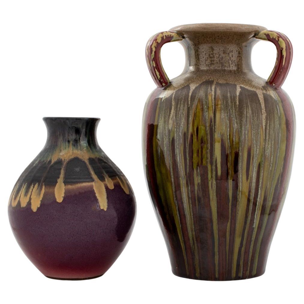 Signed American Studio Art Pottery Vessels, Pair For Sale