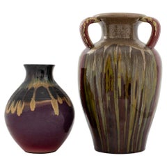 Retro Signed American Studio Art Pottery Vessels, Pair