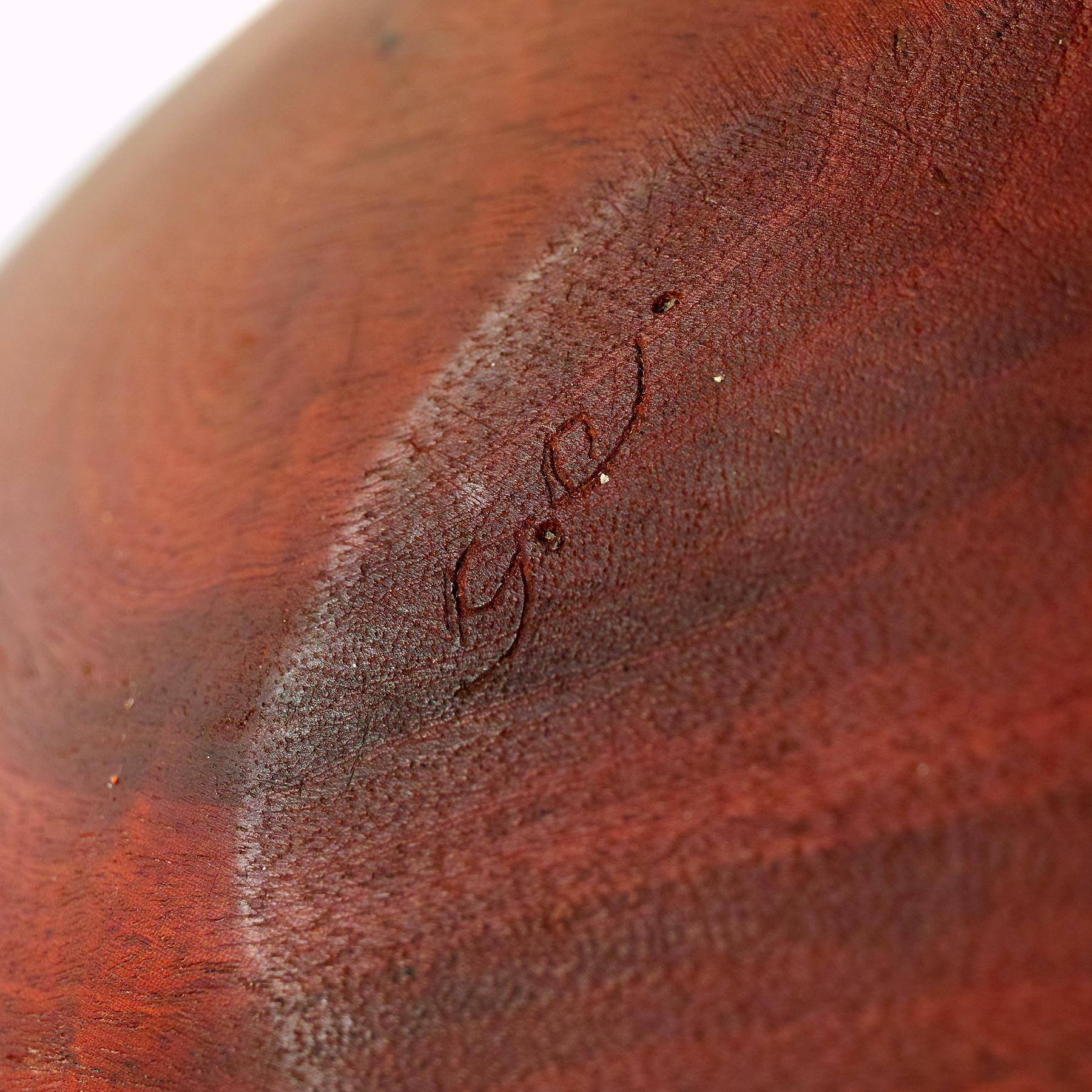 Signed American Studio Hand-Carved Wooden Bowl For Sale 3