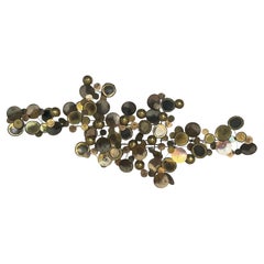 Signed and Dated 1977 Curtis Jere Brutalist Brass Wall Sculpture Mid Century