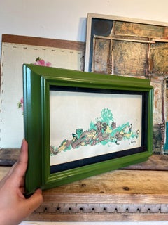 Signed and Dated Katrink Textured Artwork in Framed Shadowbox