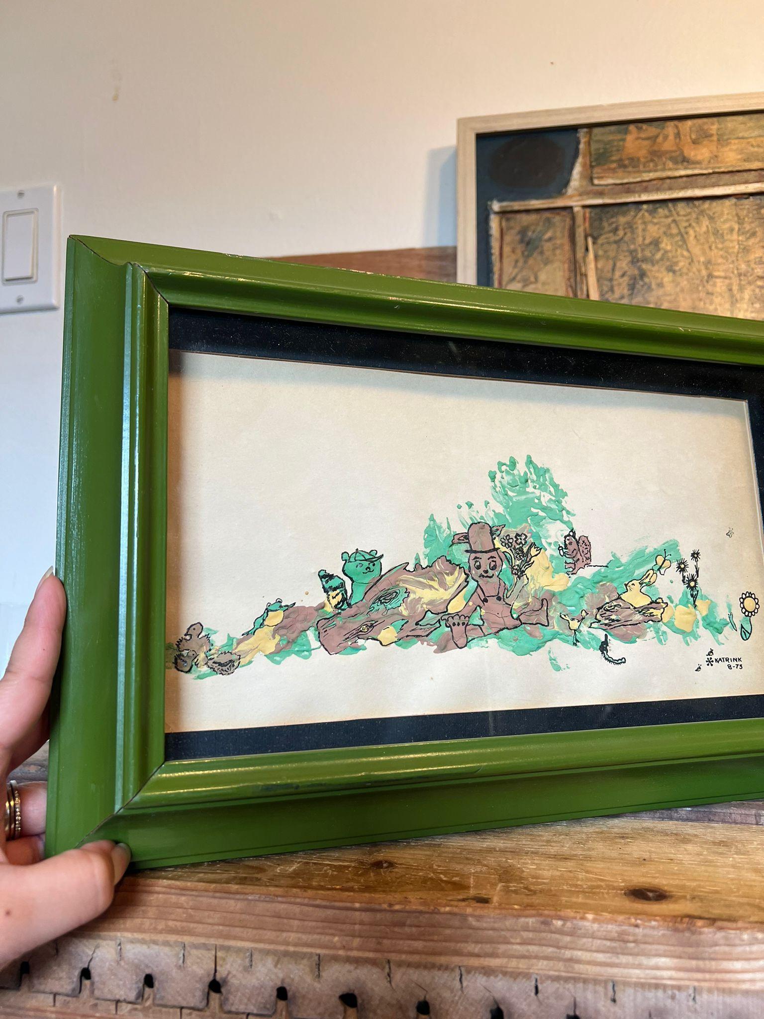 Signed and Dated Katrink Textured Artwork in Framed Shadowbox For Sale 1