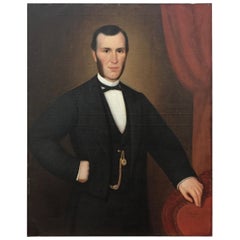 Signed and Dated Large 19th Century Portrait of a Gentleman