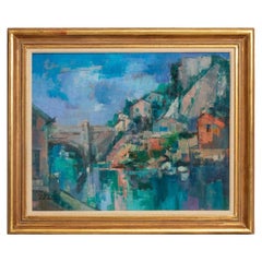 Signed and Framed Oil on Canvas Bridge View