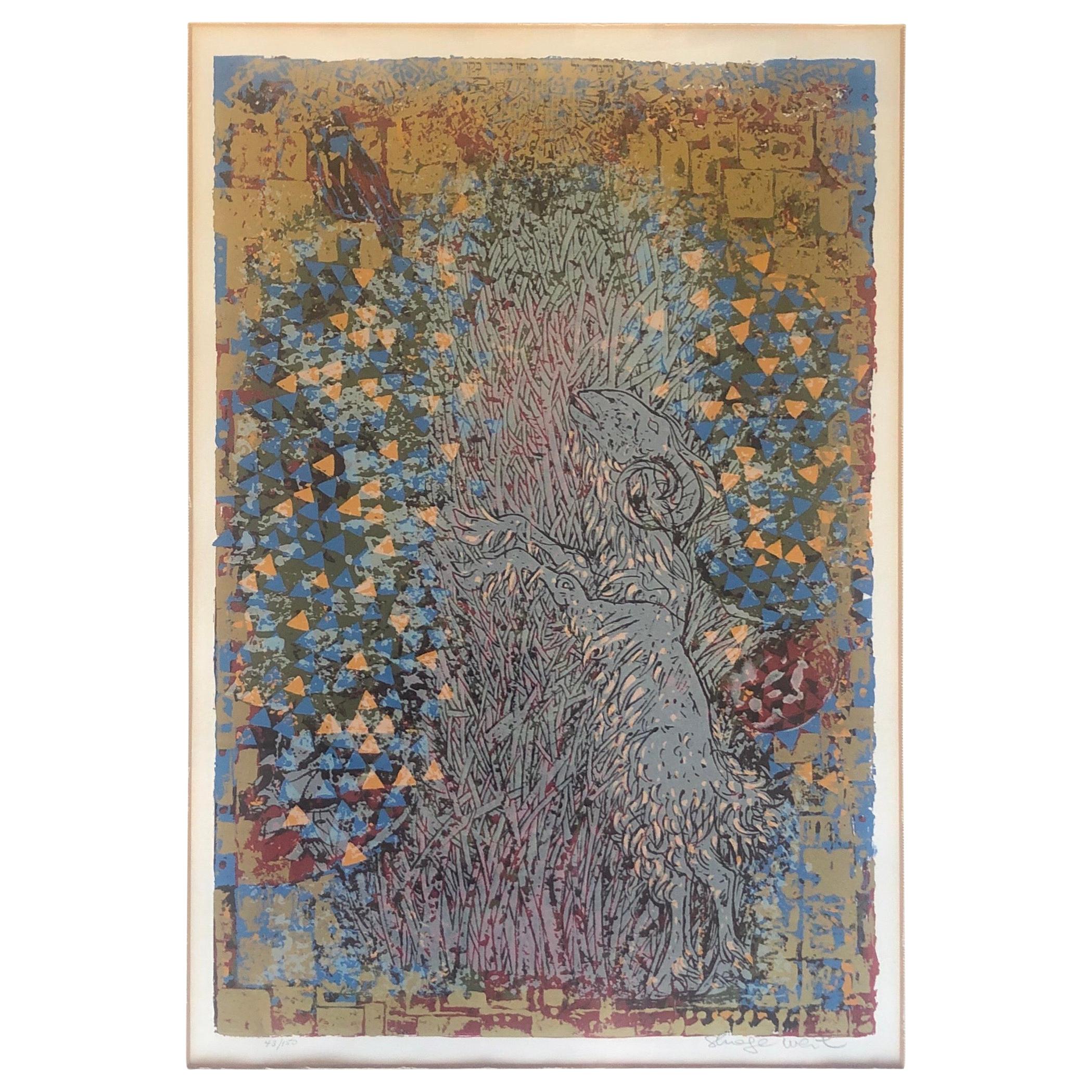 Signed and Numbered Abstract Serigraph "The Ram in Thicket" by Shraga Weil