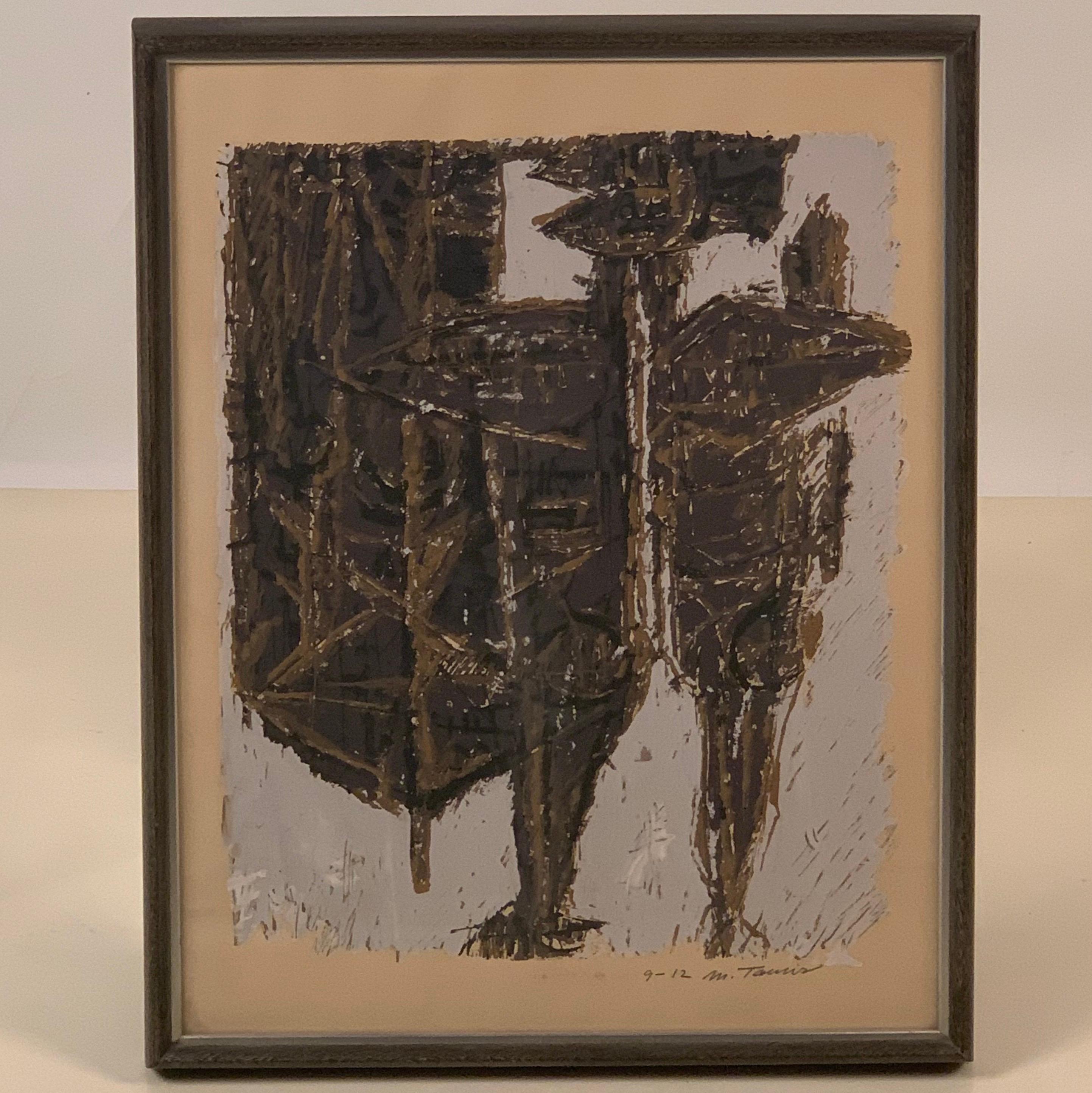 Signed and numbered framed brutalist print by Moshe Tamir.

Numbered 9/12 and signed 