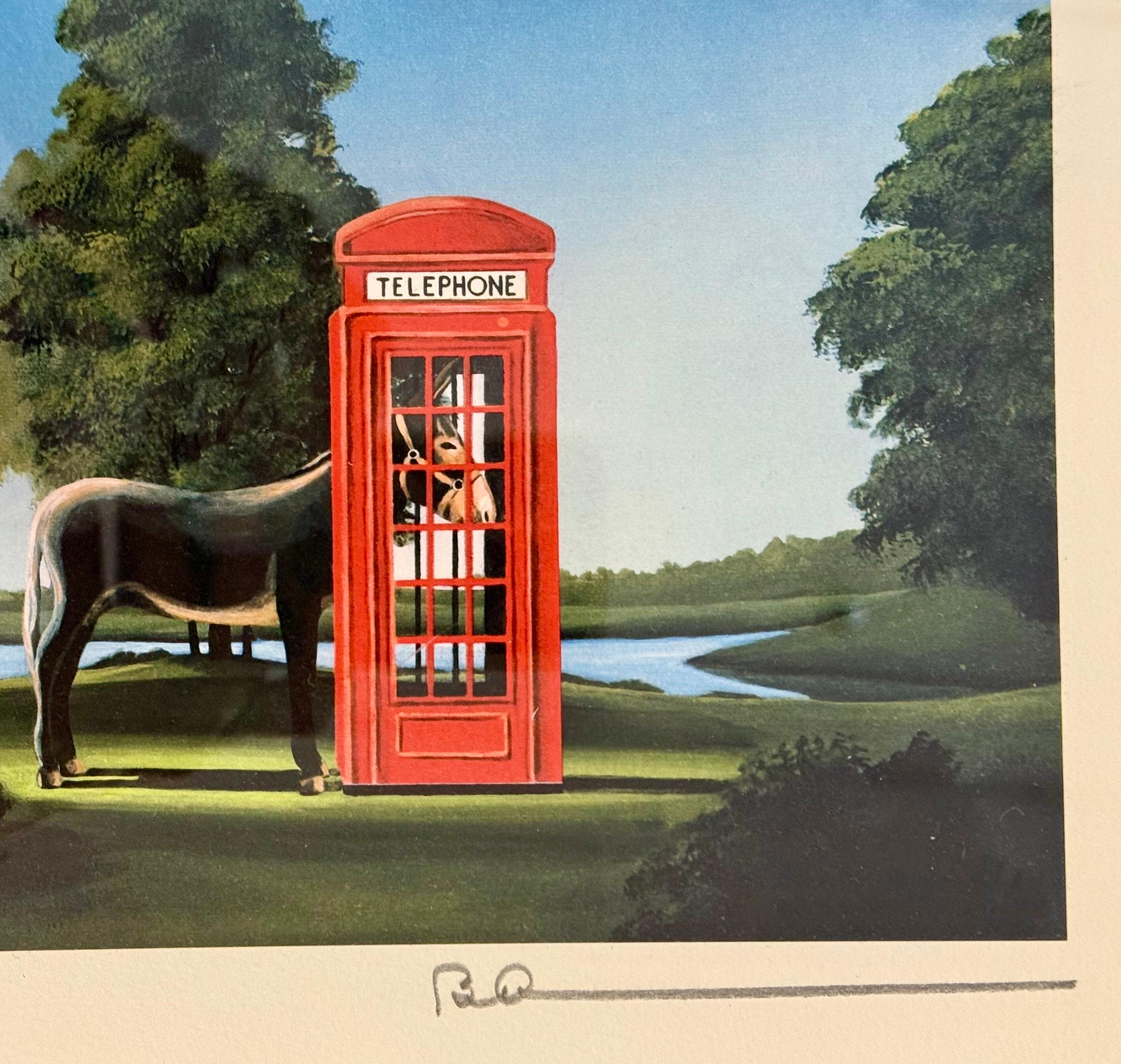 Signierte und nummerierte Richard Deyber Lithographie Donkey in Booth, limitierte Auflage (Holz) im Angebot
