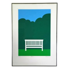 Signed and Numbered Minimalist Postmodern Serigraph by Ole Kortzau The Bench 