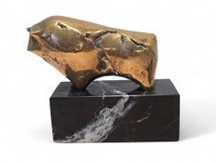 Signed and Numbered Modern Bronze Bull Sculpture on Marble Base