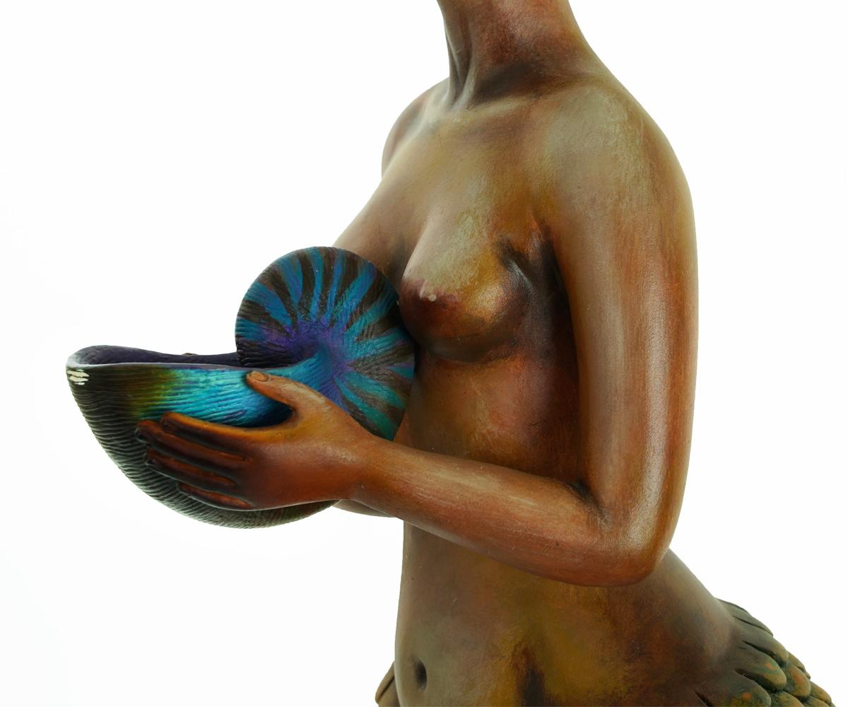 Signed and Numbered Sergio Bustamante Ceramic Mermaid on Shell 2