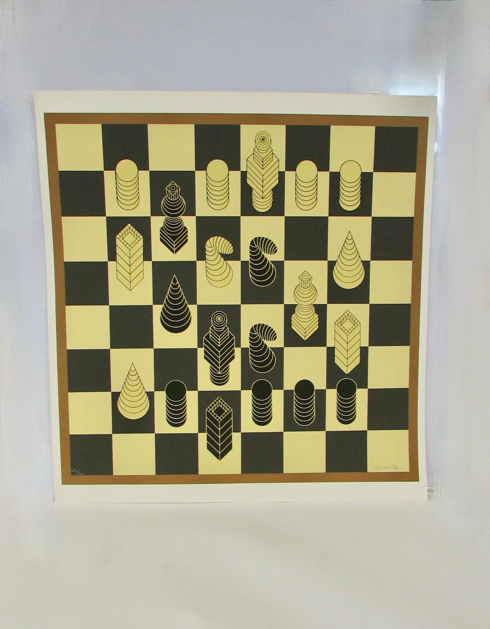 Serigraphie d'échecs de Victor Vasarely signée et numérotée 279/300  Bon état - En vente à Ferndale, MI
