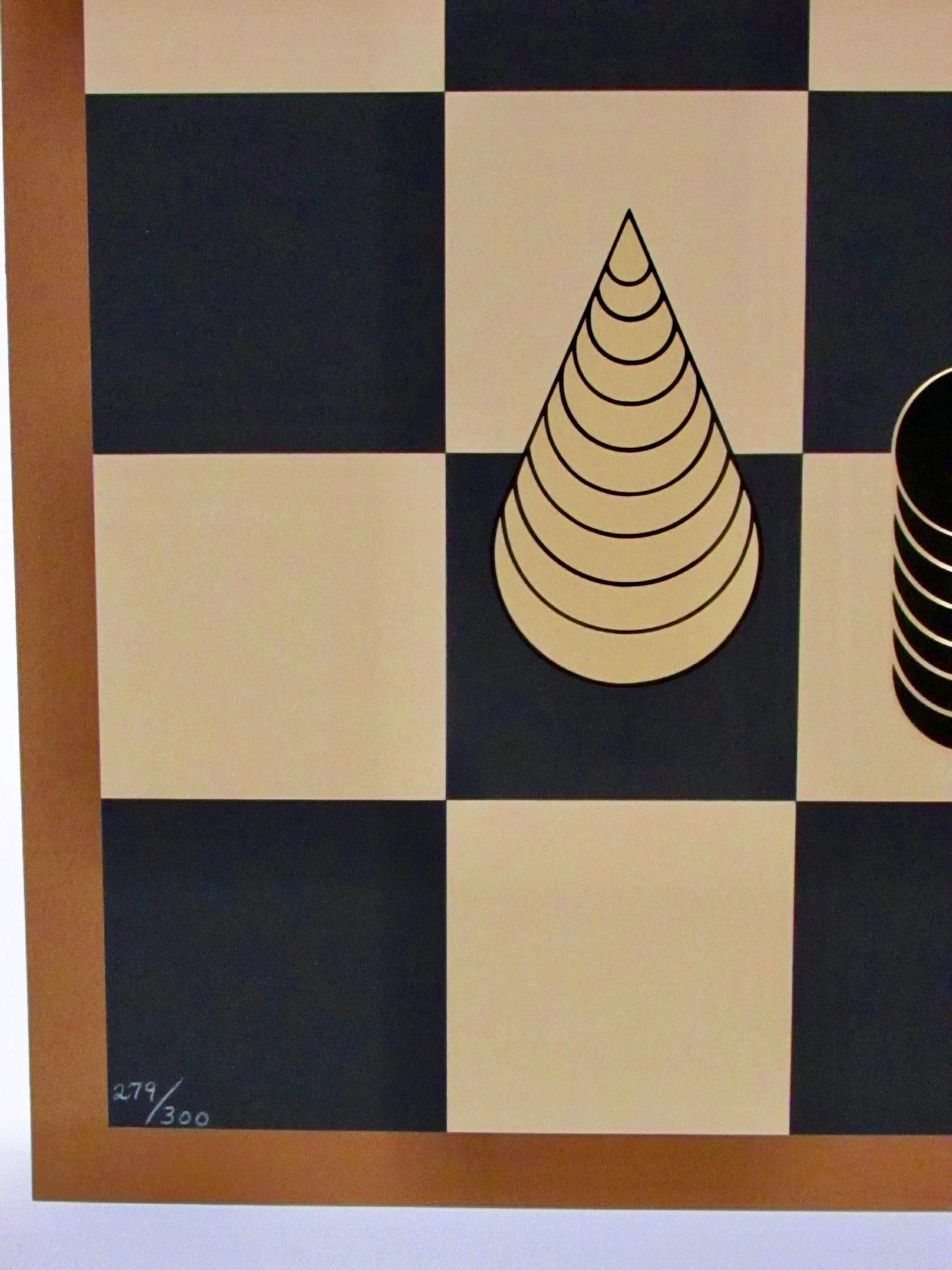 French Signed and Numbered Victor Vasarely Chess Serigraph 279/300  For Sale