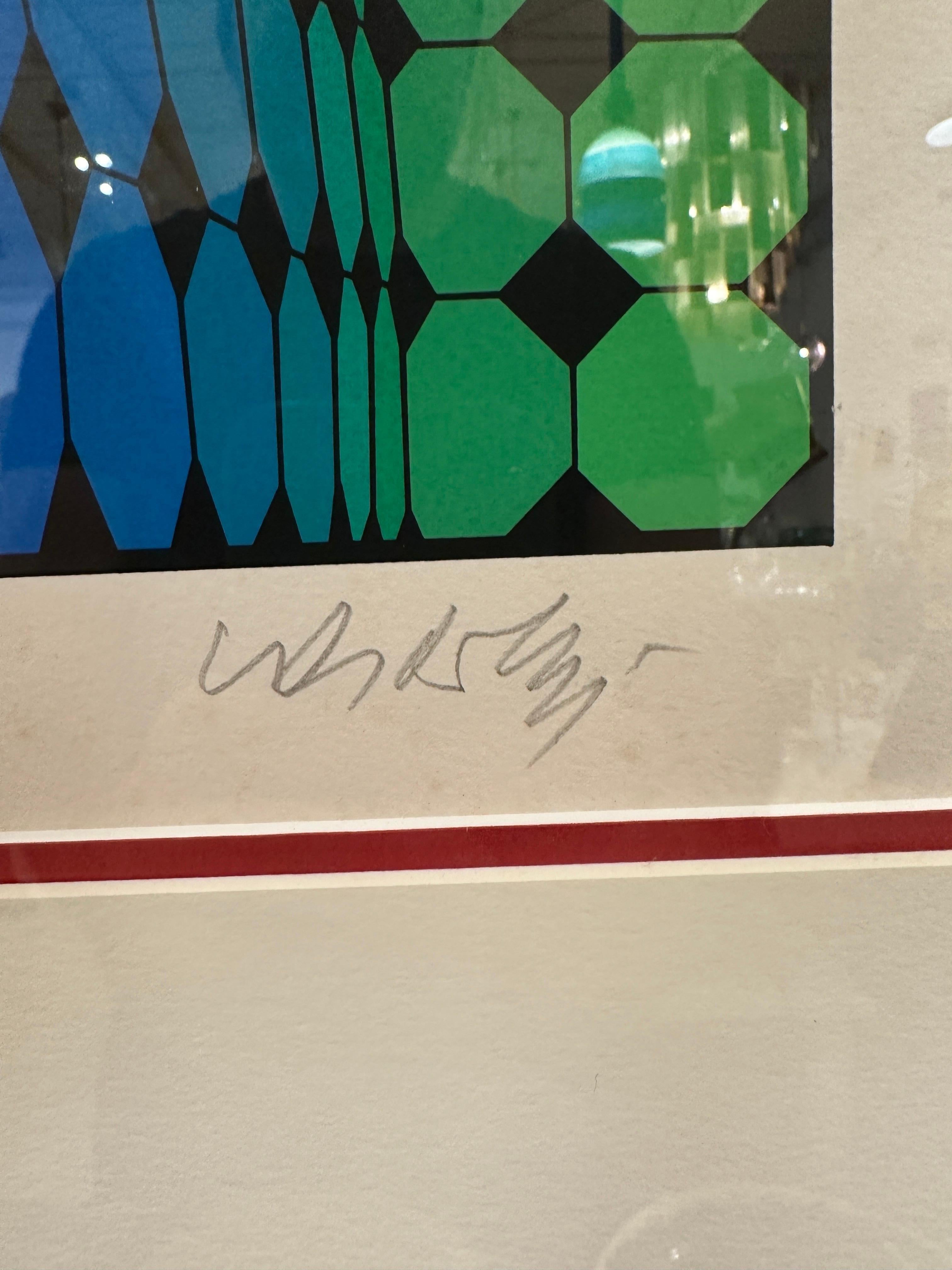 Moderno Victor Vasarely incorniciato, firmato e numerato, 