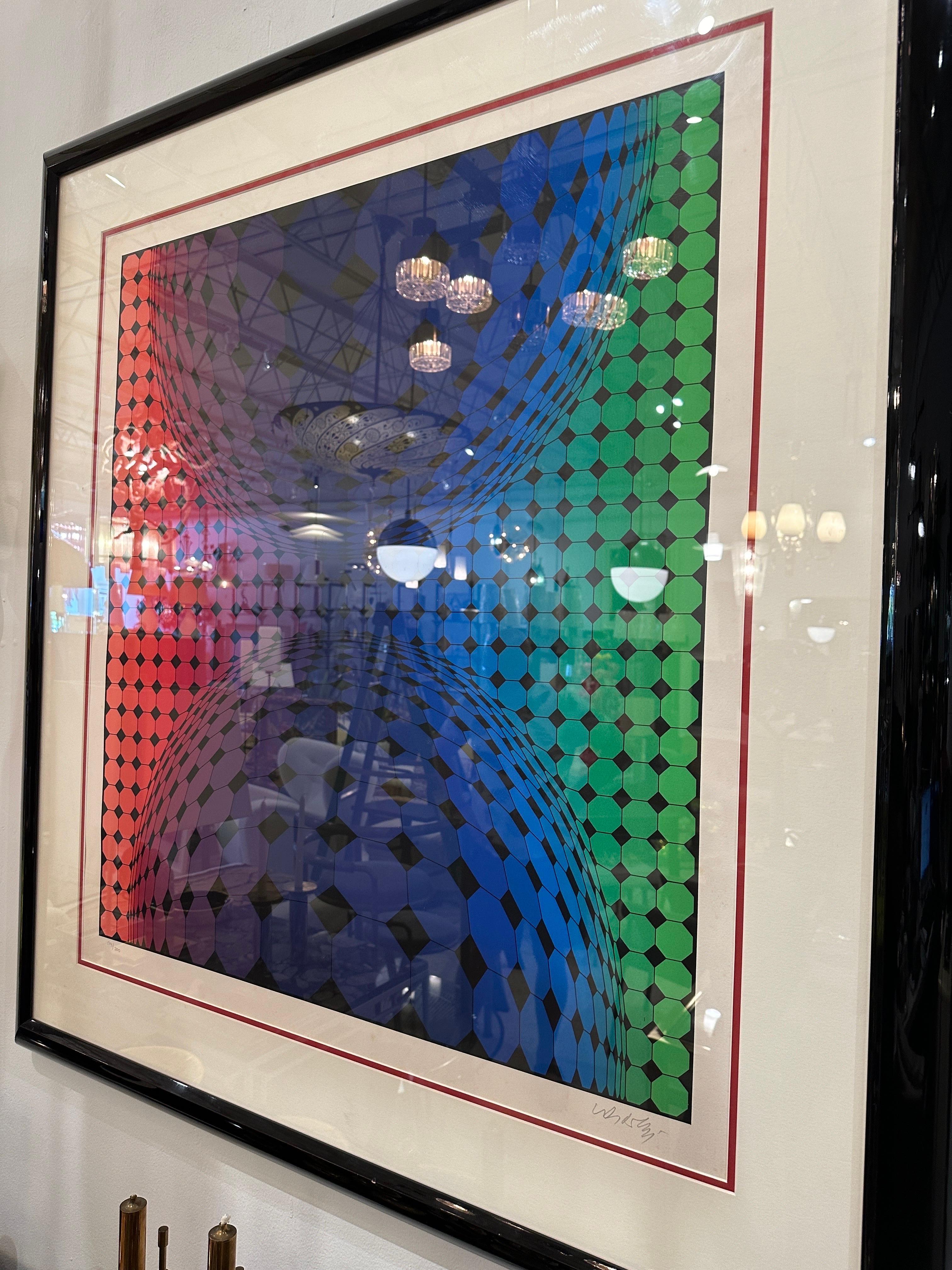 Francese Victor Vasarely incorniciato, firmato e numerato, 