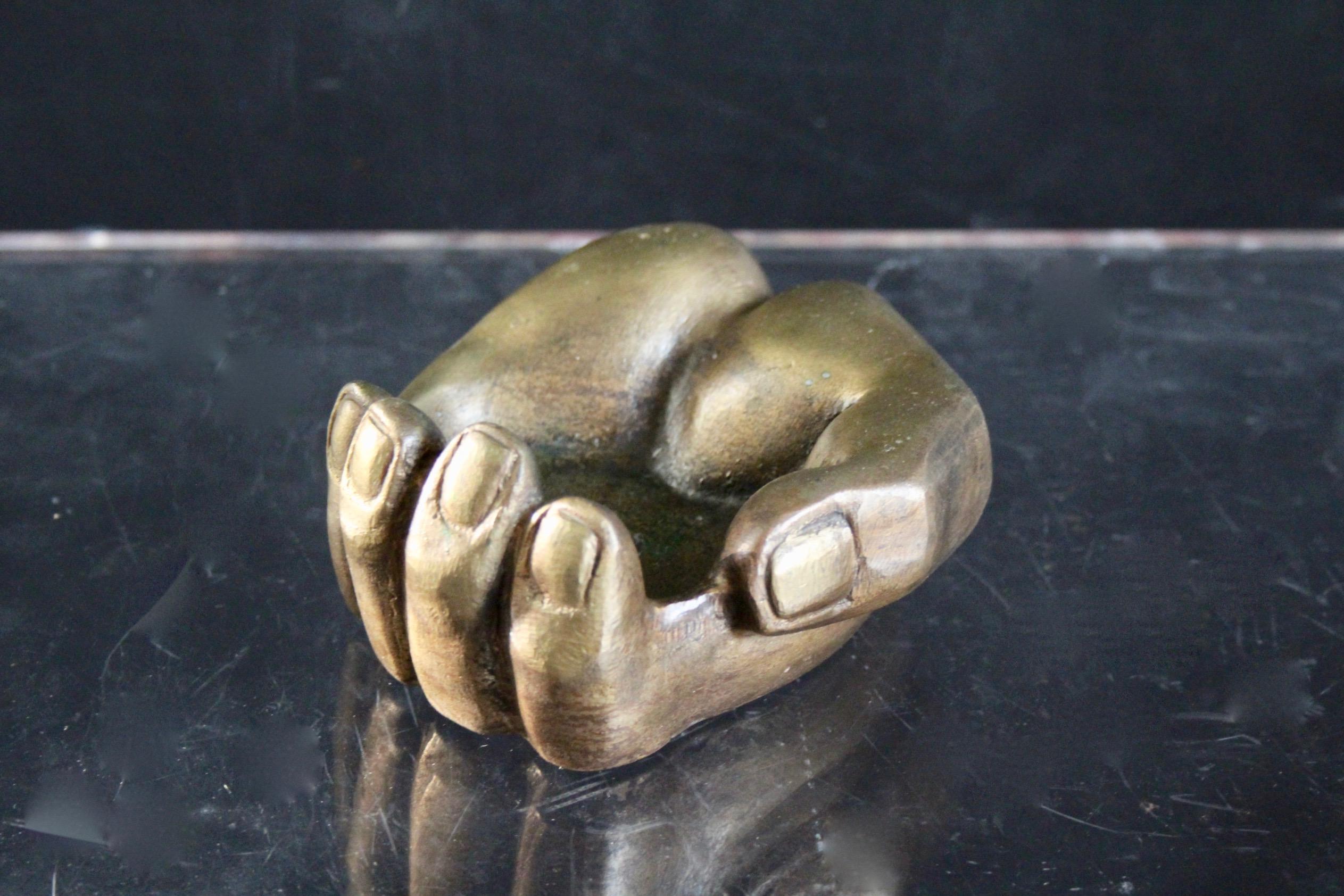Signed and numerated hand bronze ashtray.