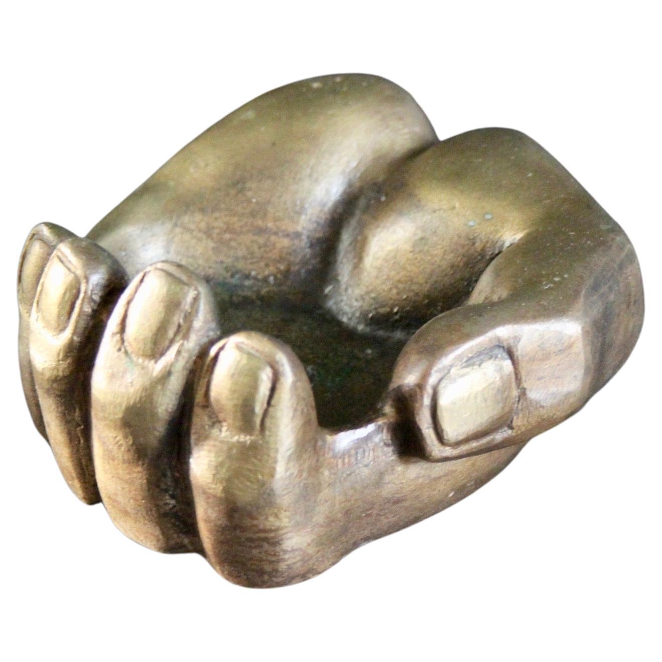 Signed and Numerated Bronze Hand Ashtray