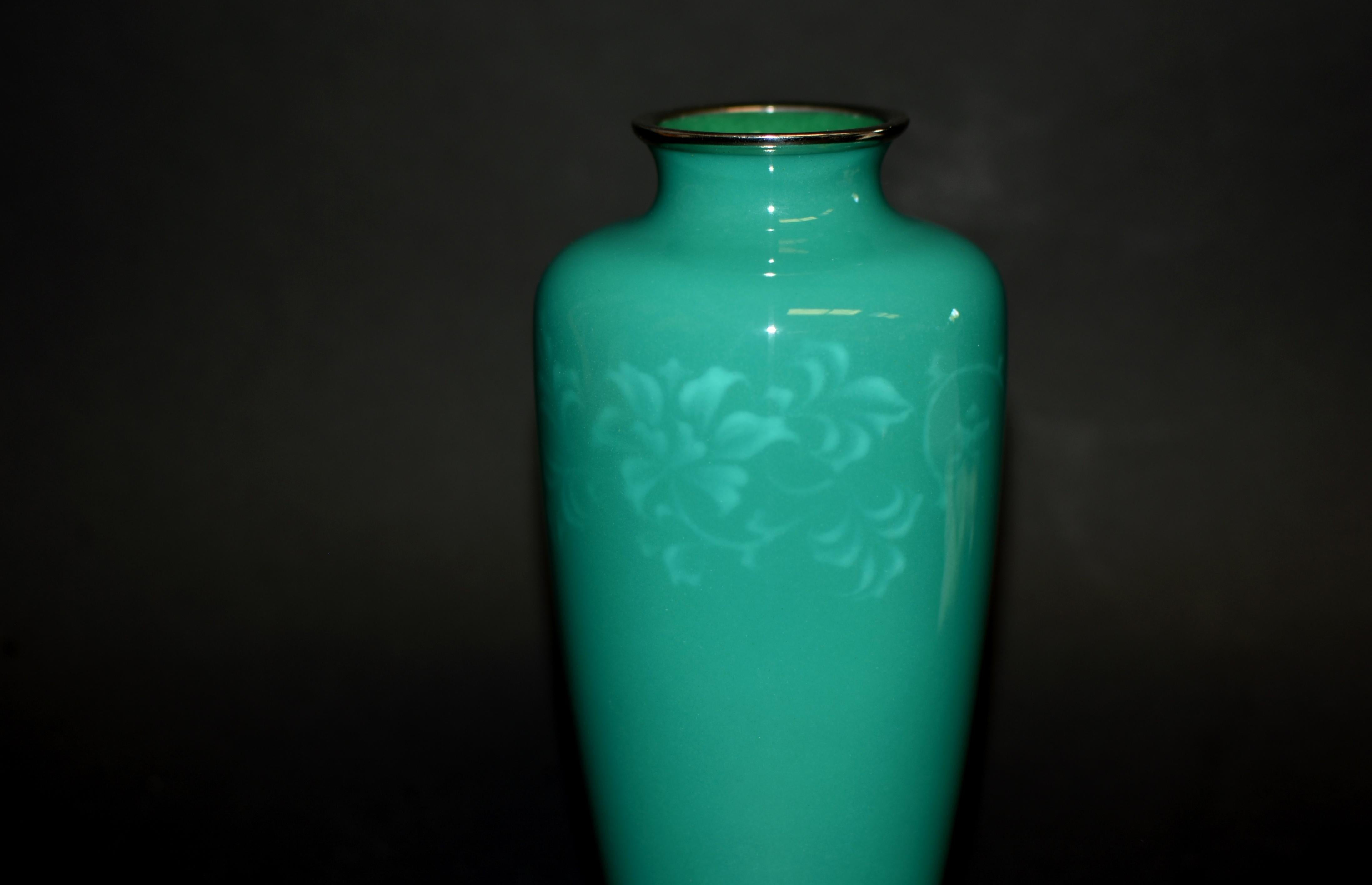 Meiji Vaso cloisonné firmato Ando Jubei Greene & Greene 8.5