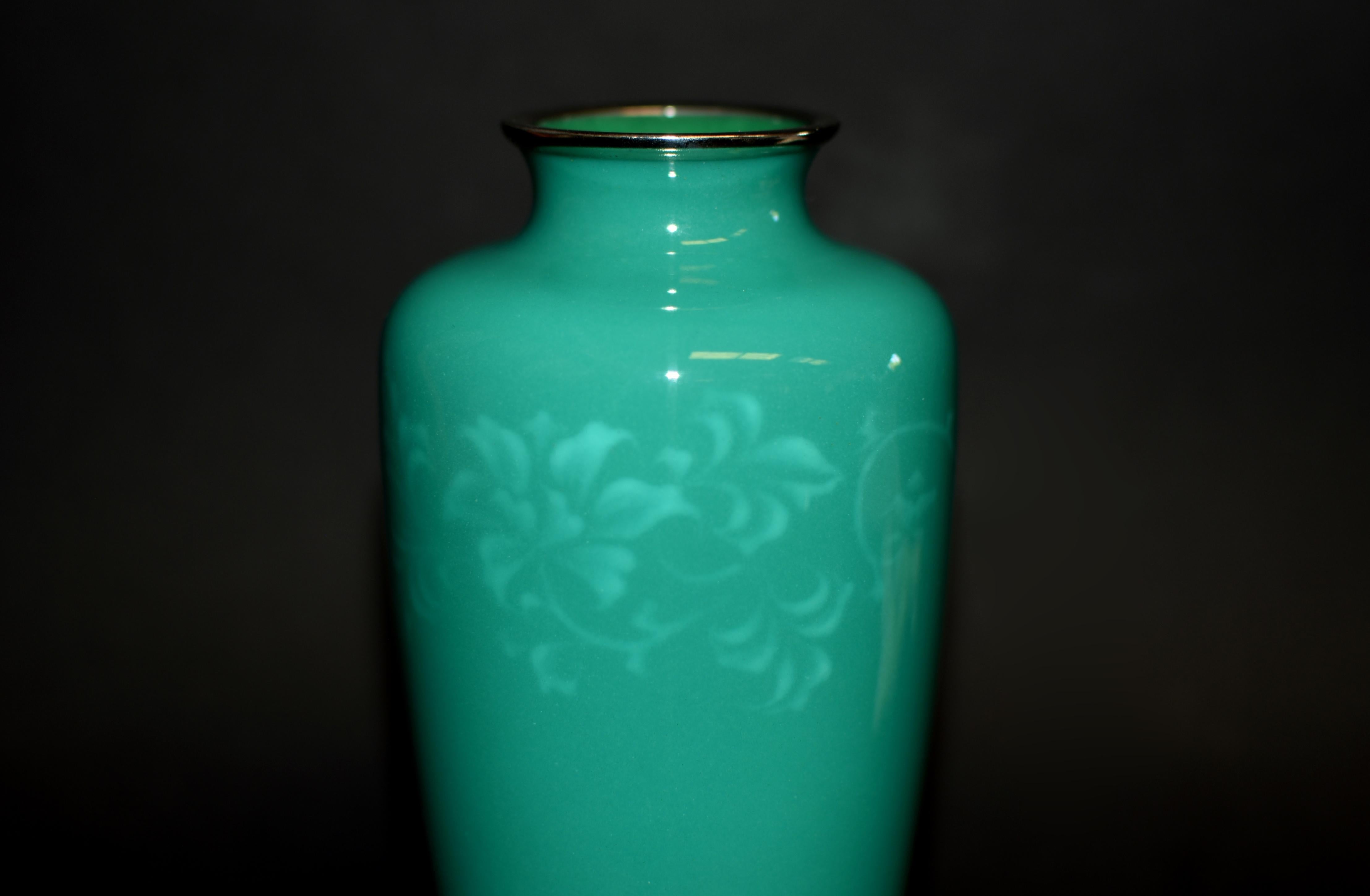 Vaso cloisonné firmato Ando Jubei Greene & Greene 8.5