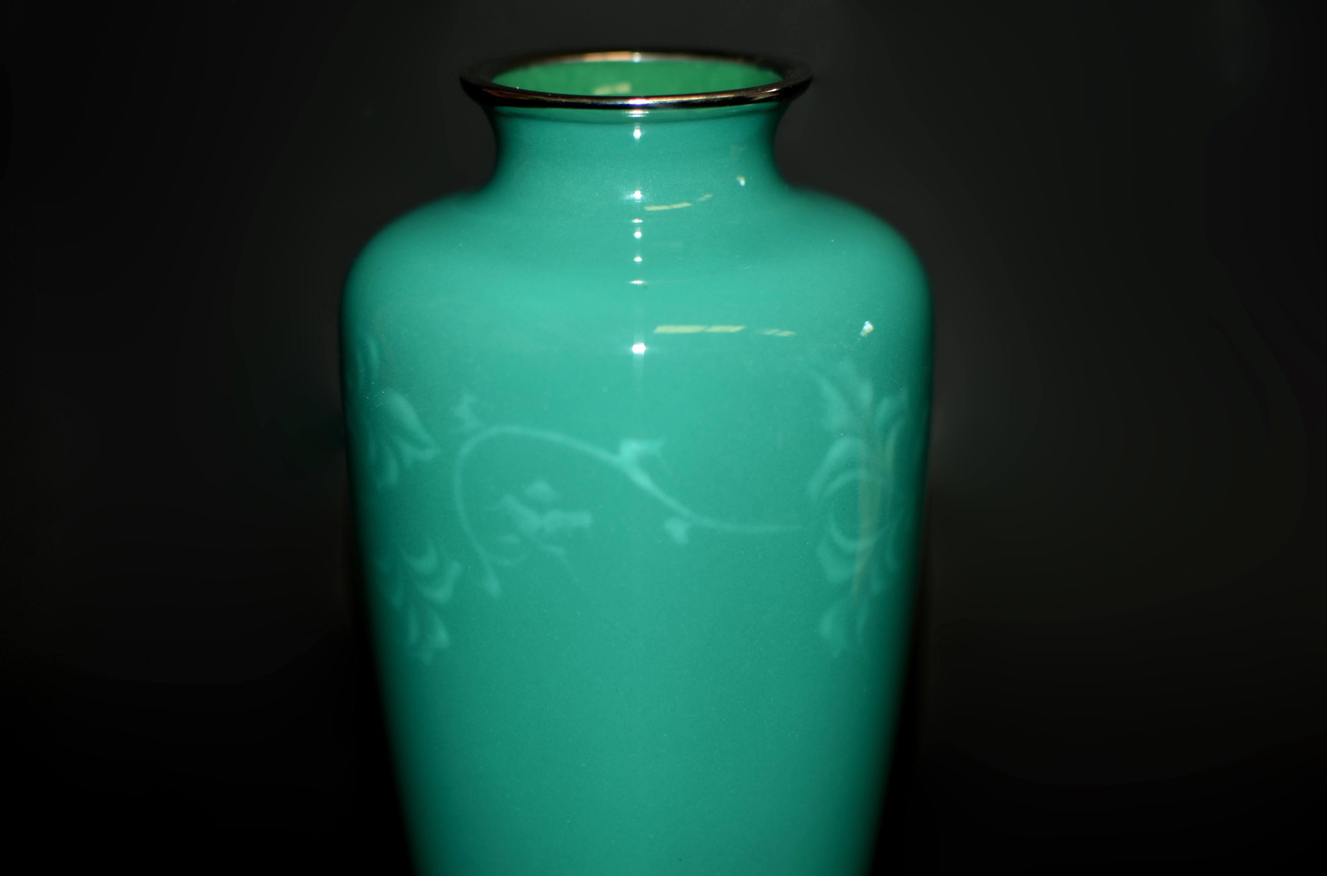 Metallo Vaso cloisonné firmato Ando Jubei Greene & Greene 8.5