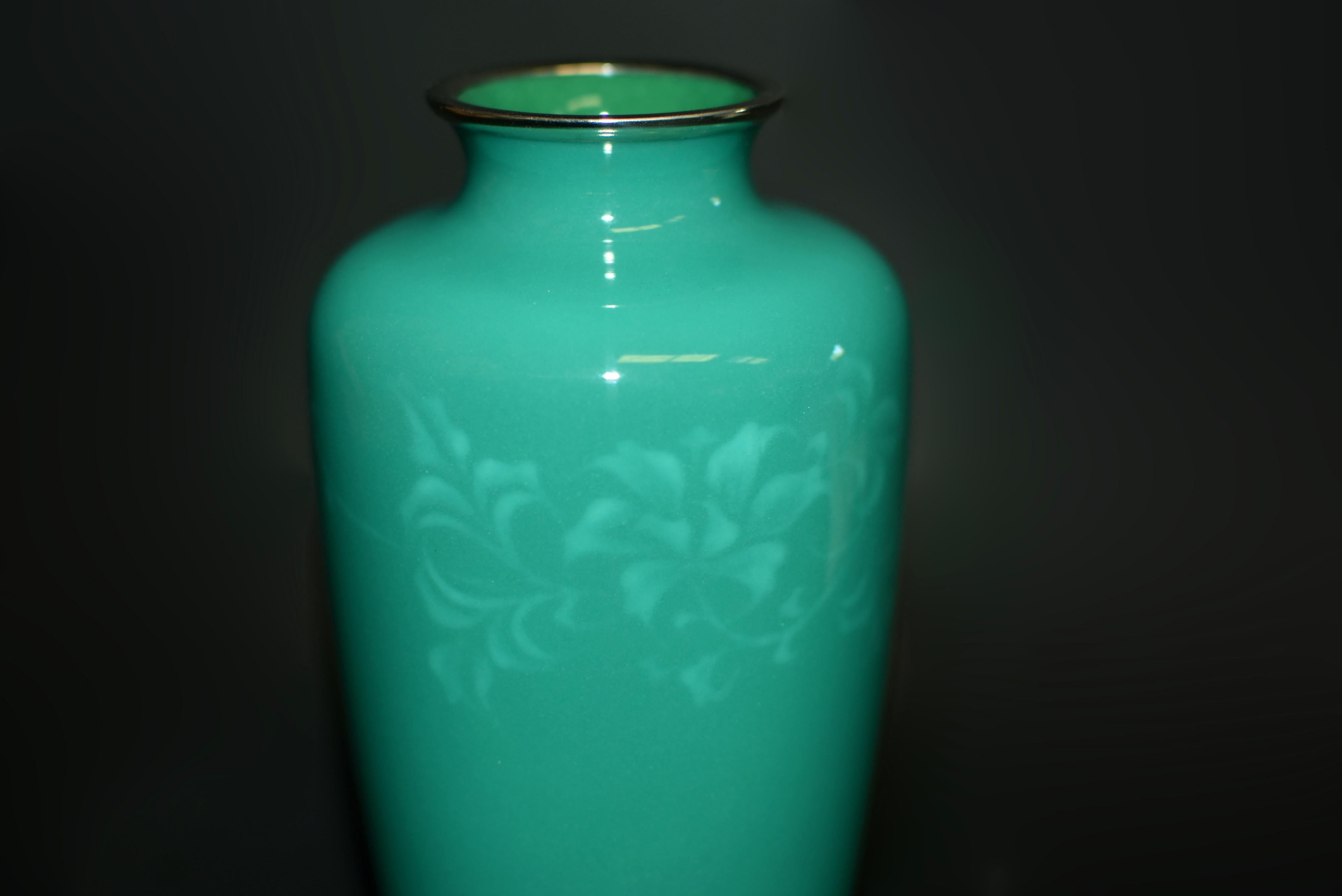 Vaso cloisonné firmato Ando Jubei Greene & Greene 8.5
