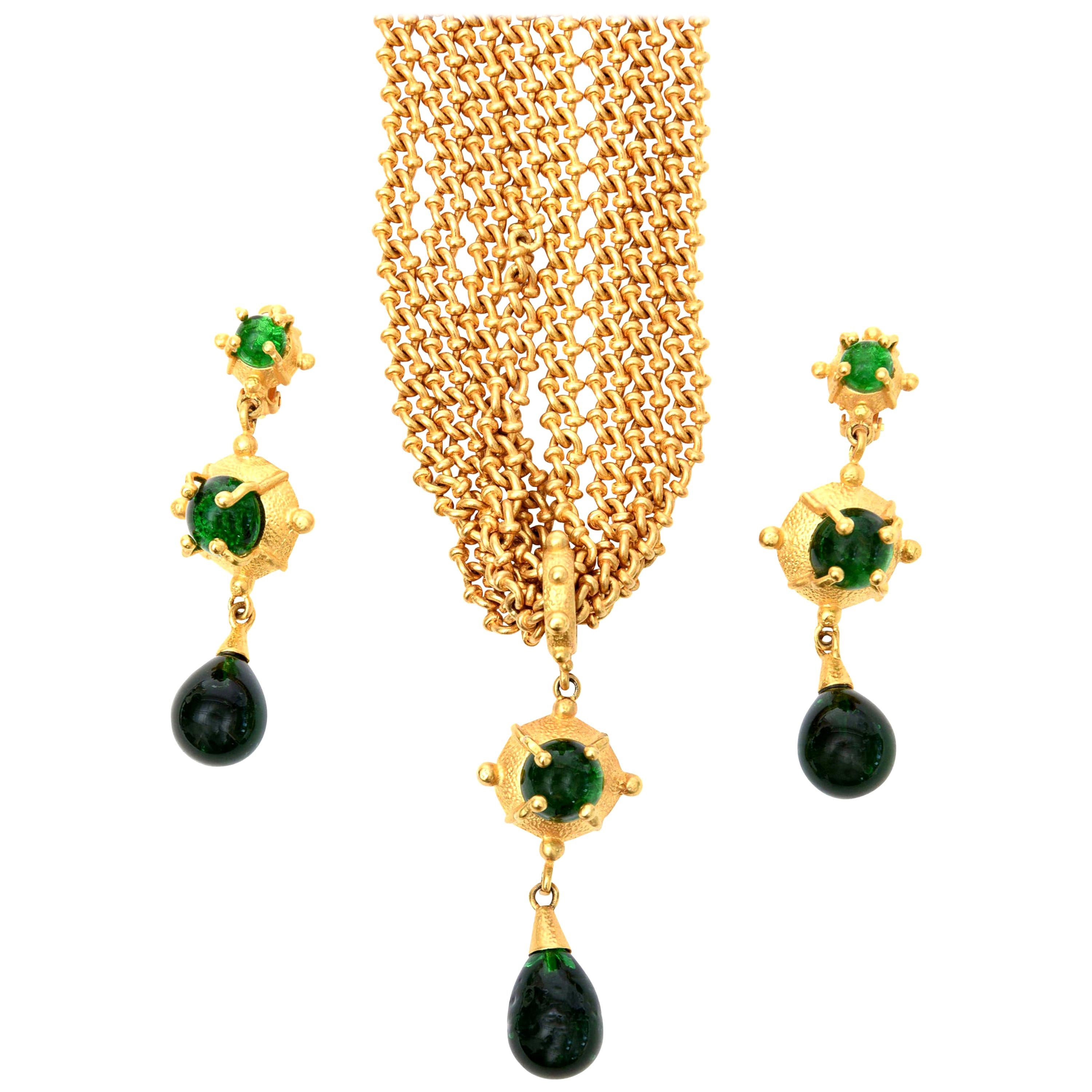 Andrew Springarn Skulpturales Set aus Halskette und Ohrringen Signiert