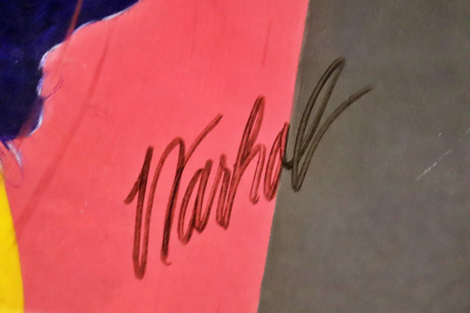 Signed Warhol lower middle. Framed measures 49 5/8