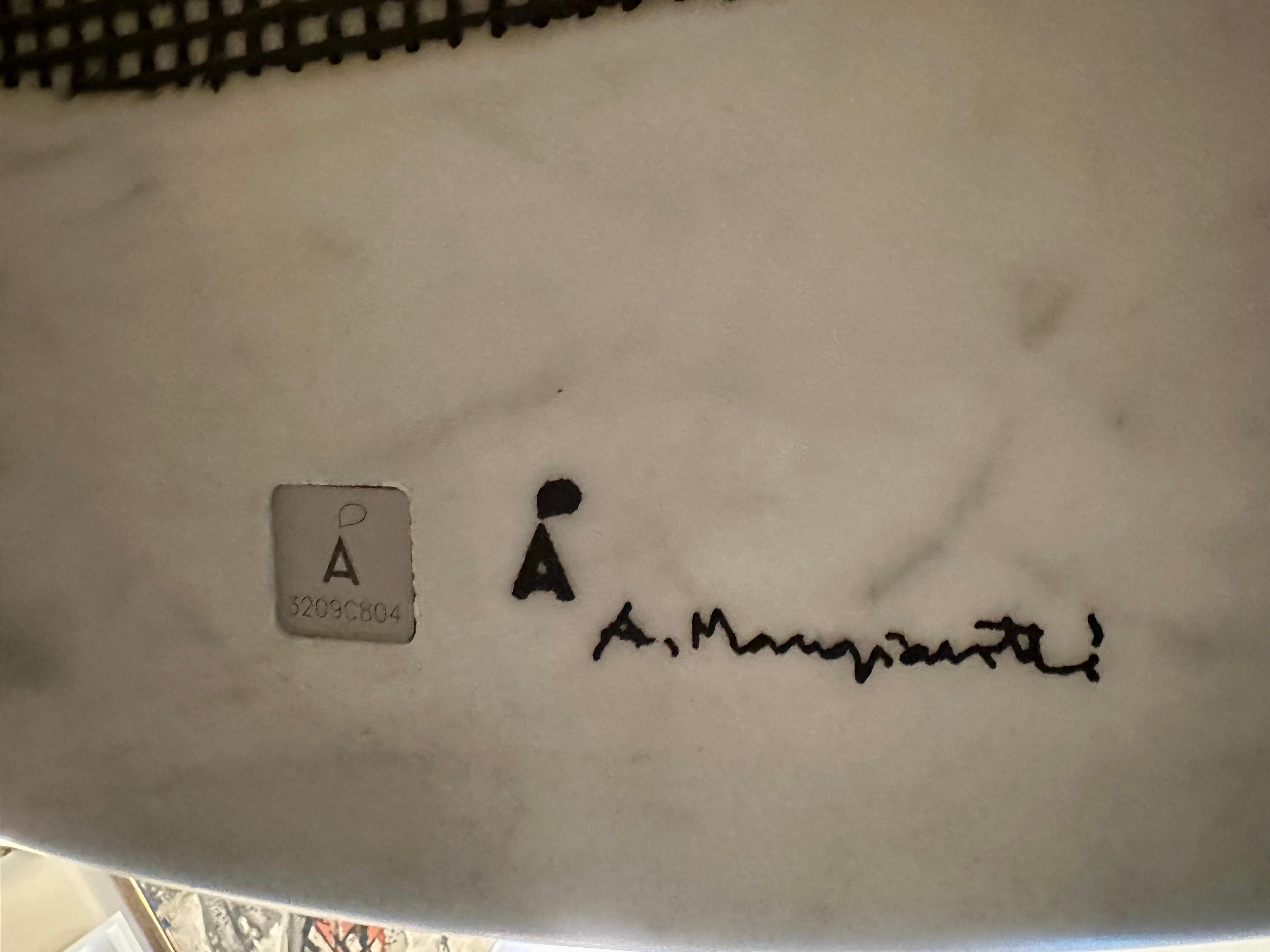 Mid-Century Modern Signed Angelo Mangiarotti Eros White Carrara Marble Table for Agapecasa For Sale