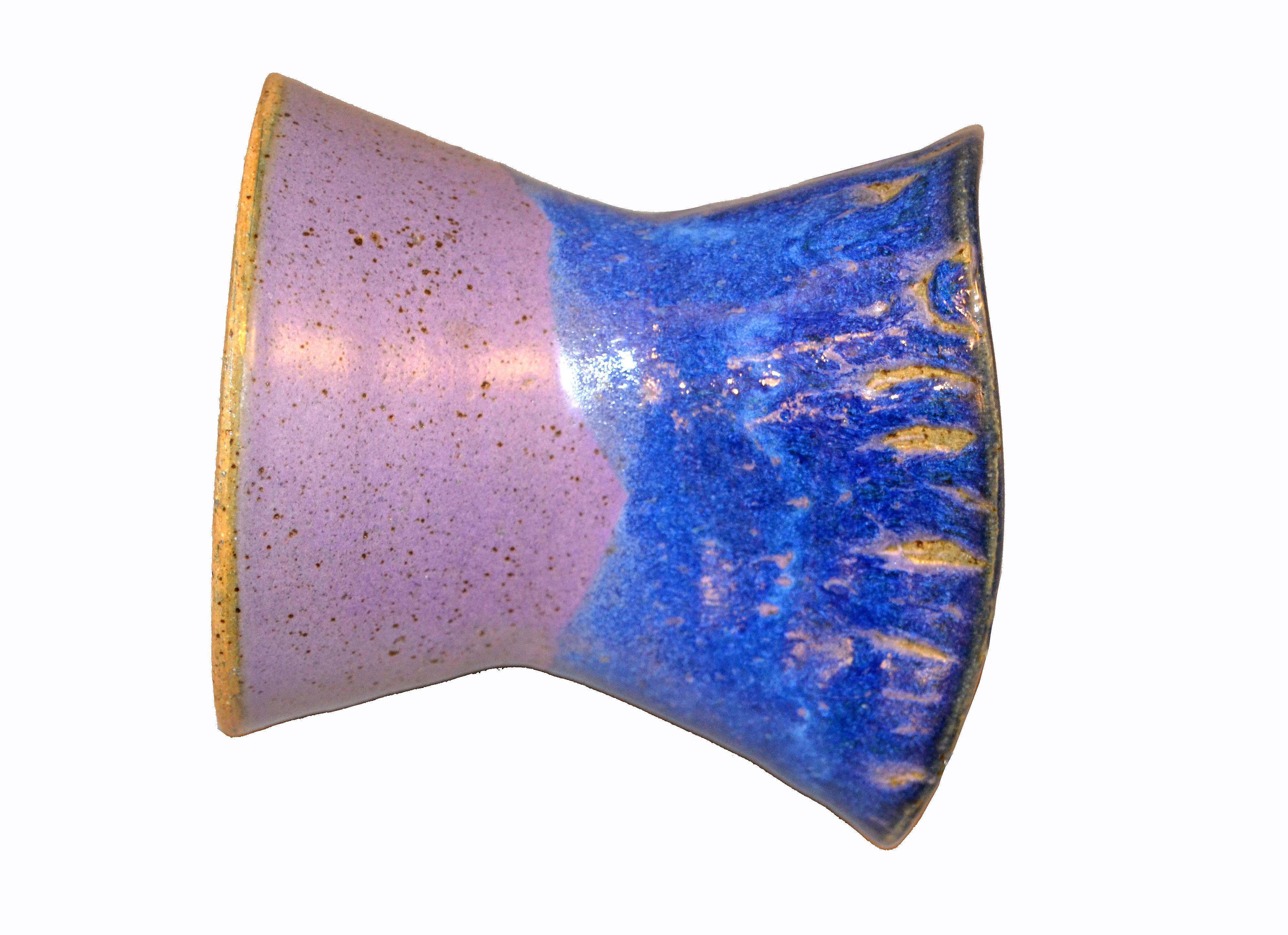 20th Century Signed Ann Newberry Glaze Pottery Purple, Blue & Gray Ceramic Bowl Vase Vessel