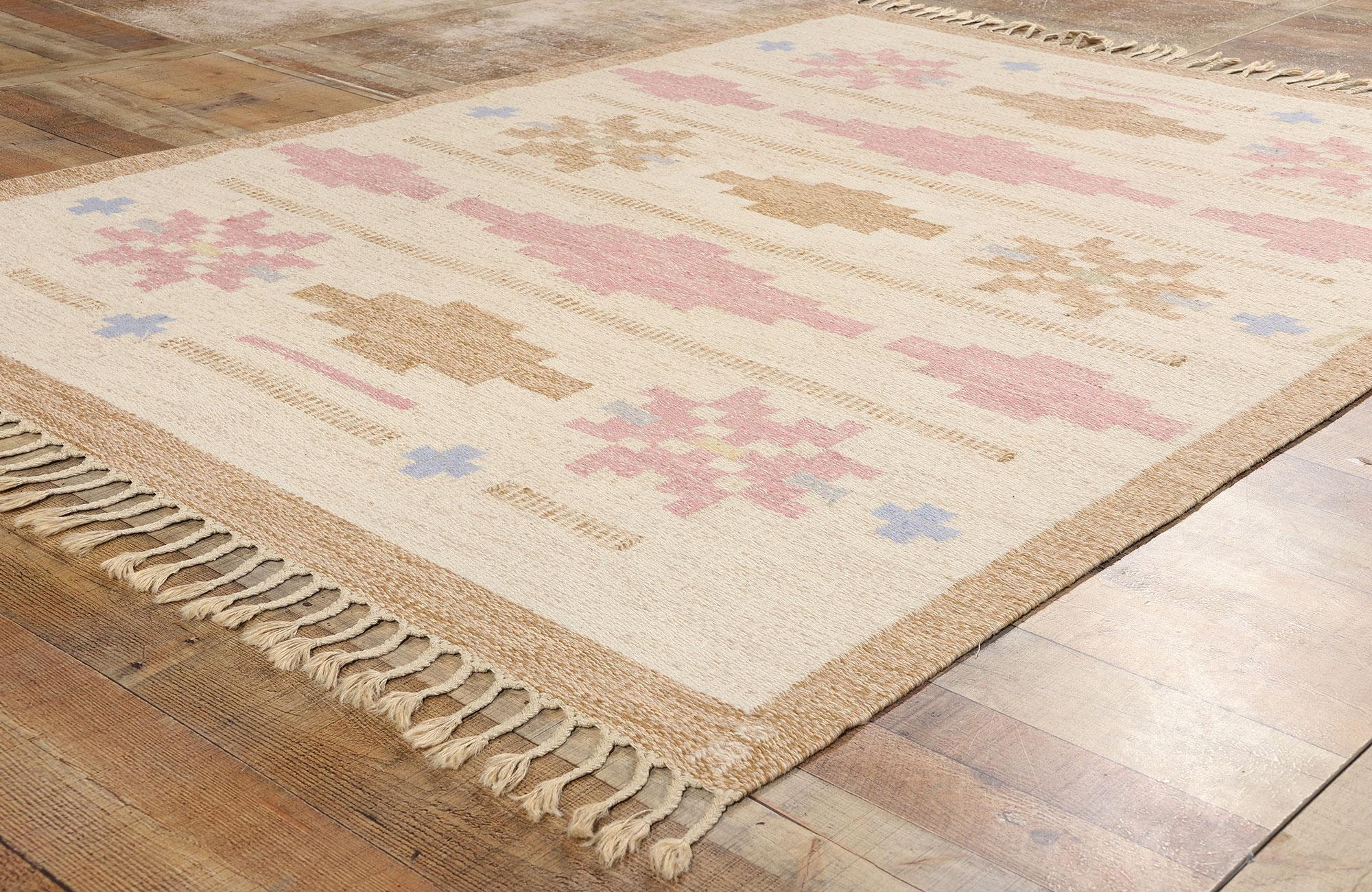 Signed Anna-Johanna Ångström Vintage Swedish Röllakan Rug For Sale 1
