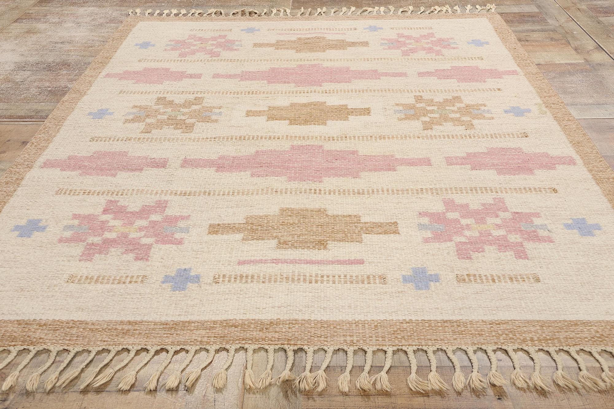 Signed Anna-Johanna Ångström Vintage Swedish Röllakan Rug For Sale 2