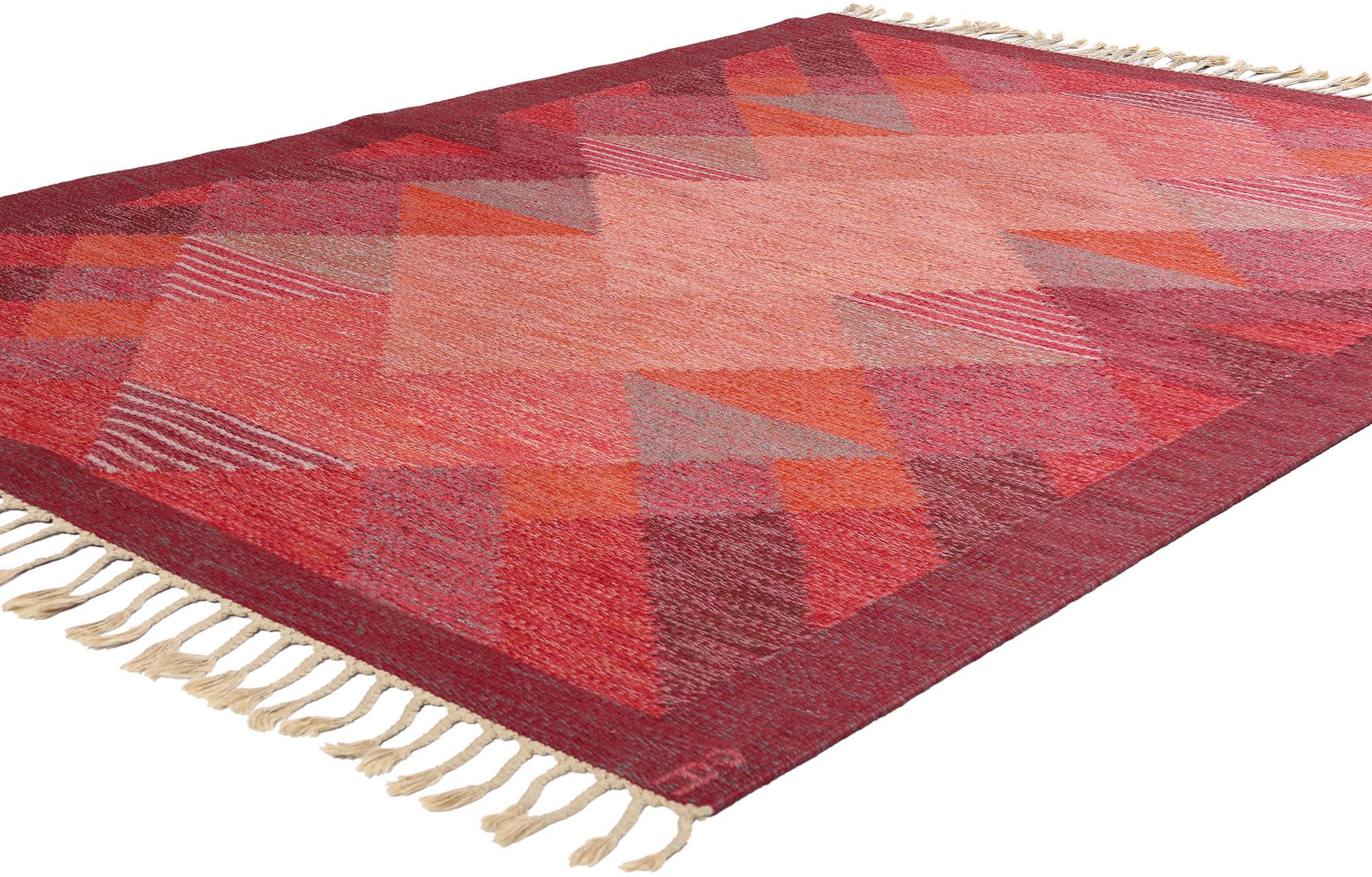 79062 Tappeto Anna Johanna Angstrom Vintage Swedish Rollakan, 05'05 x 07'08. Questo tappeto vintage scandinavo in lana rollakan, intitolato 