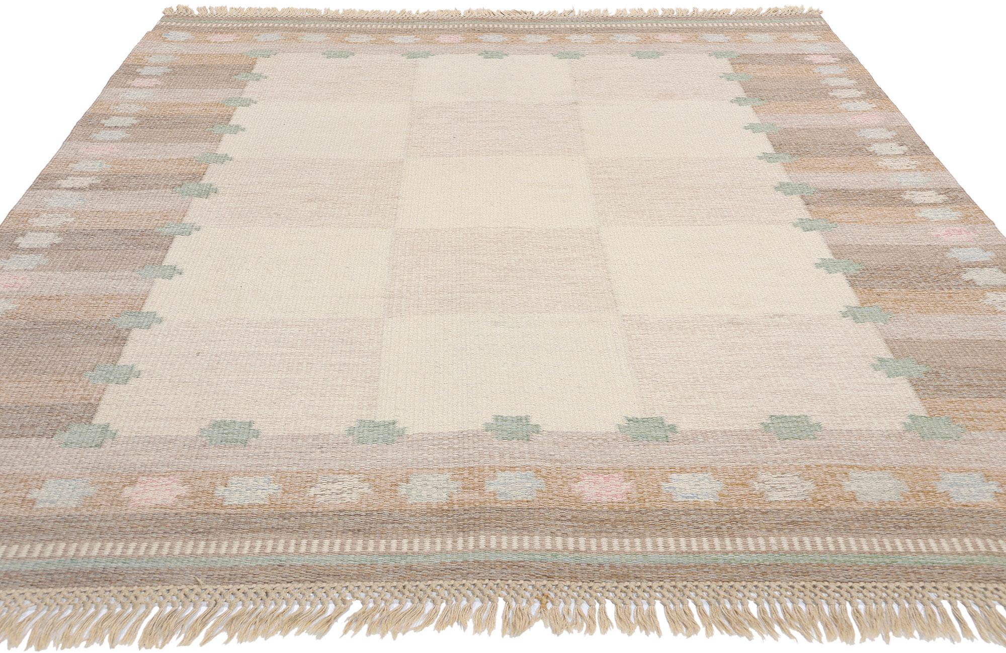 Scandinavian Modern Signed Anna-Johanna Ångström Vintage Swedish Scandinavian Röllakan Rug For Sale