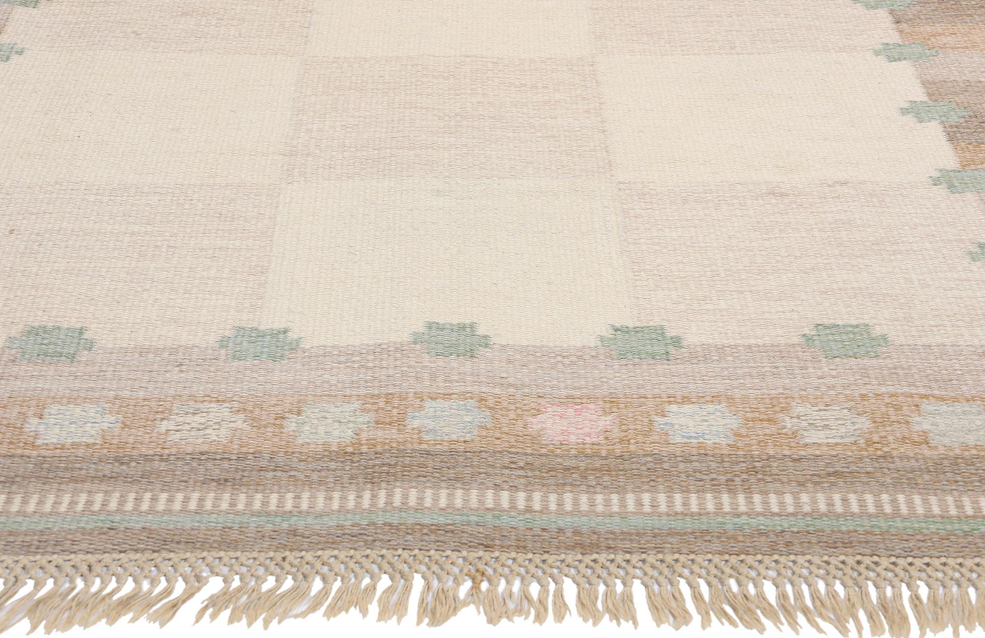 Hand-Woven Signed Anna-Johanna Ångström Vintage Swedish Scandinavian Röllakan Rug For Sale