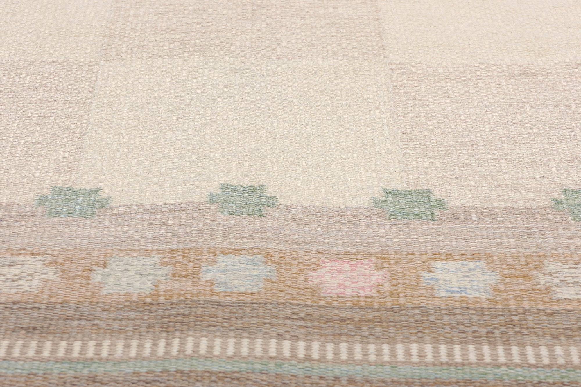Signed Anna-Johanna Ångström Vintage Swedish Scandinavian Röllakan Rug In Good Condition For Sale In Dallas, TX