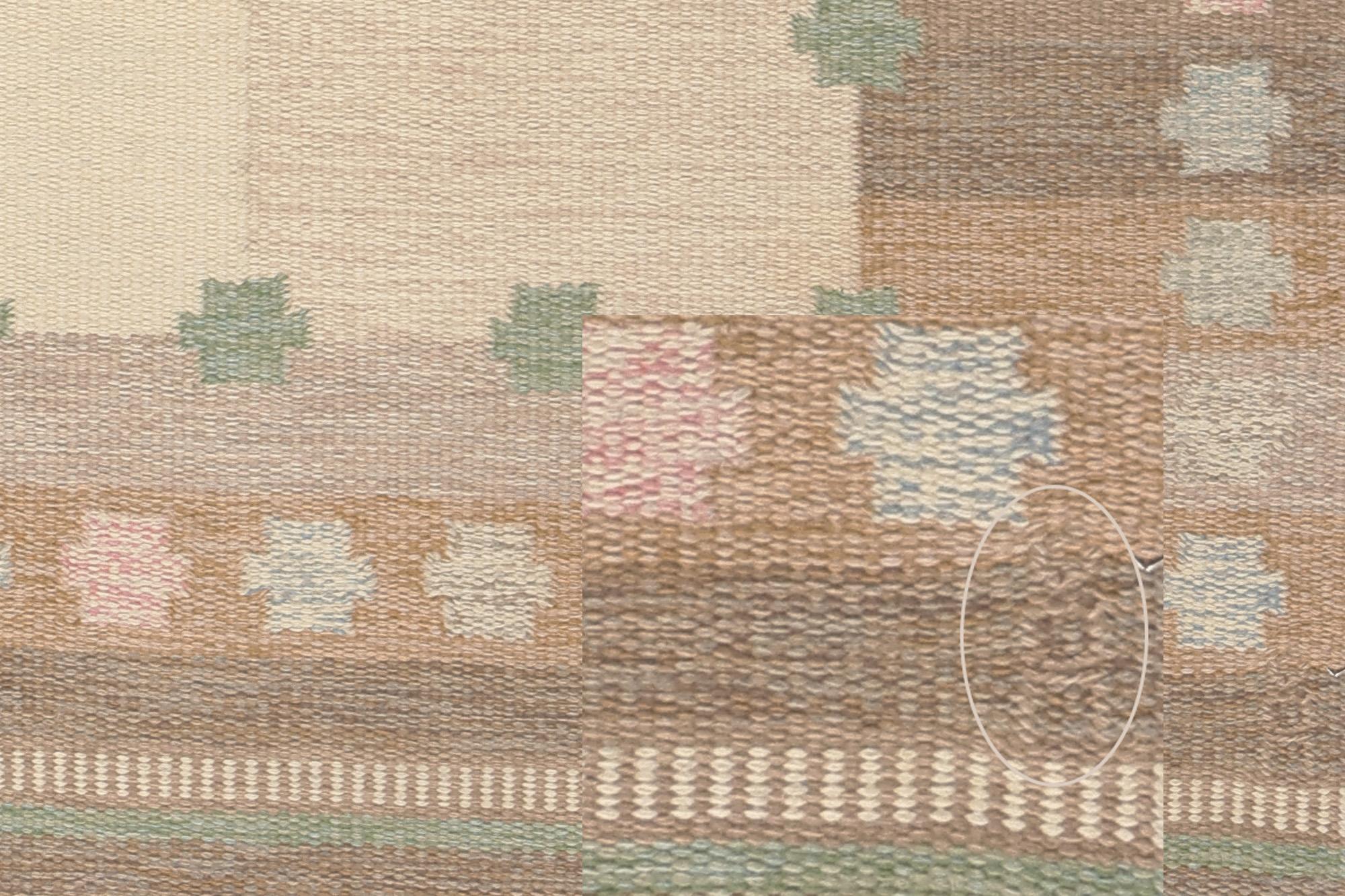 20th Century Signed Anna-Johanna Ångström Vintage Swedish Scandinavian Röllakan Rug For Sale