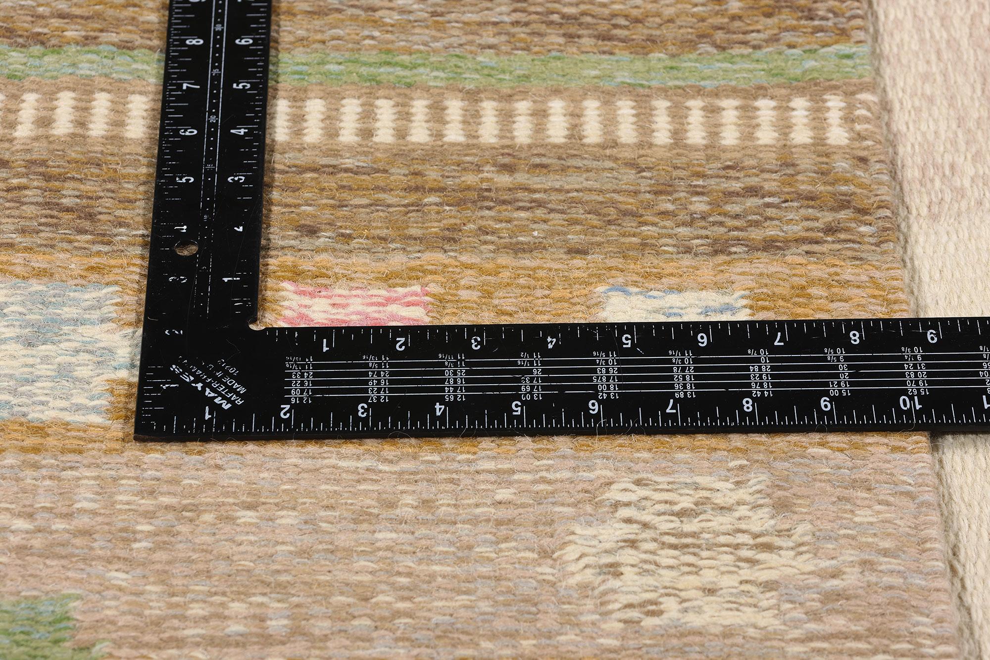 Wool Signed Anna-Johanna Ångström Vintage Swedish Scandinavian Röllakan Rug For Sale