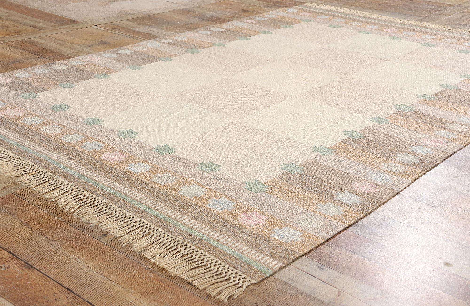 Signed Anna-Johanna Ångström Vintage Swedish Scandinavian Röllakan Rug For Sale 1