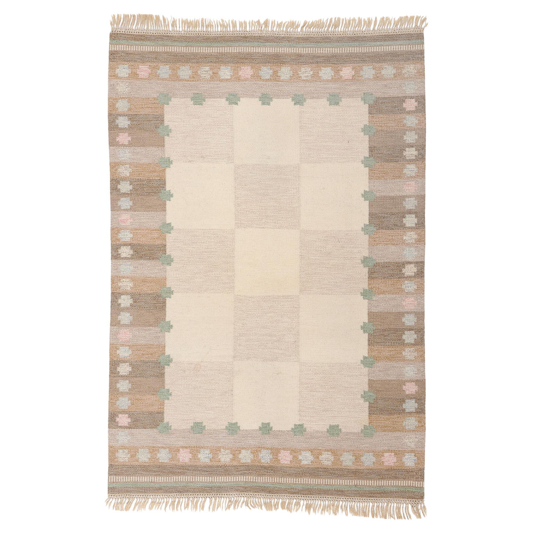 Signed Anna-Johanna Ångström Vintage Swedish Scandinavian Röllakan Rug For Sale