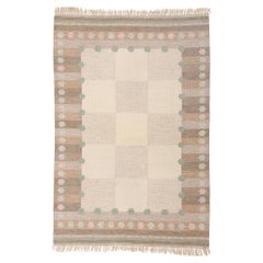 Signed Anna-Johanna Ångström Vintage Swedish Scandinavian Röllakan Rug