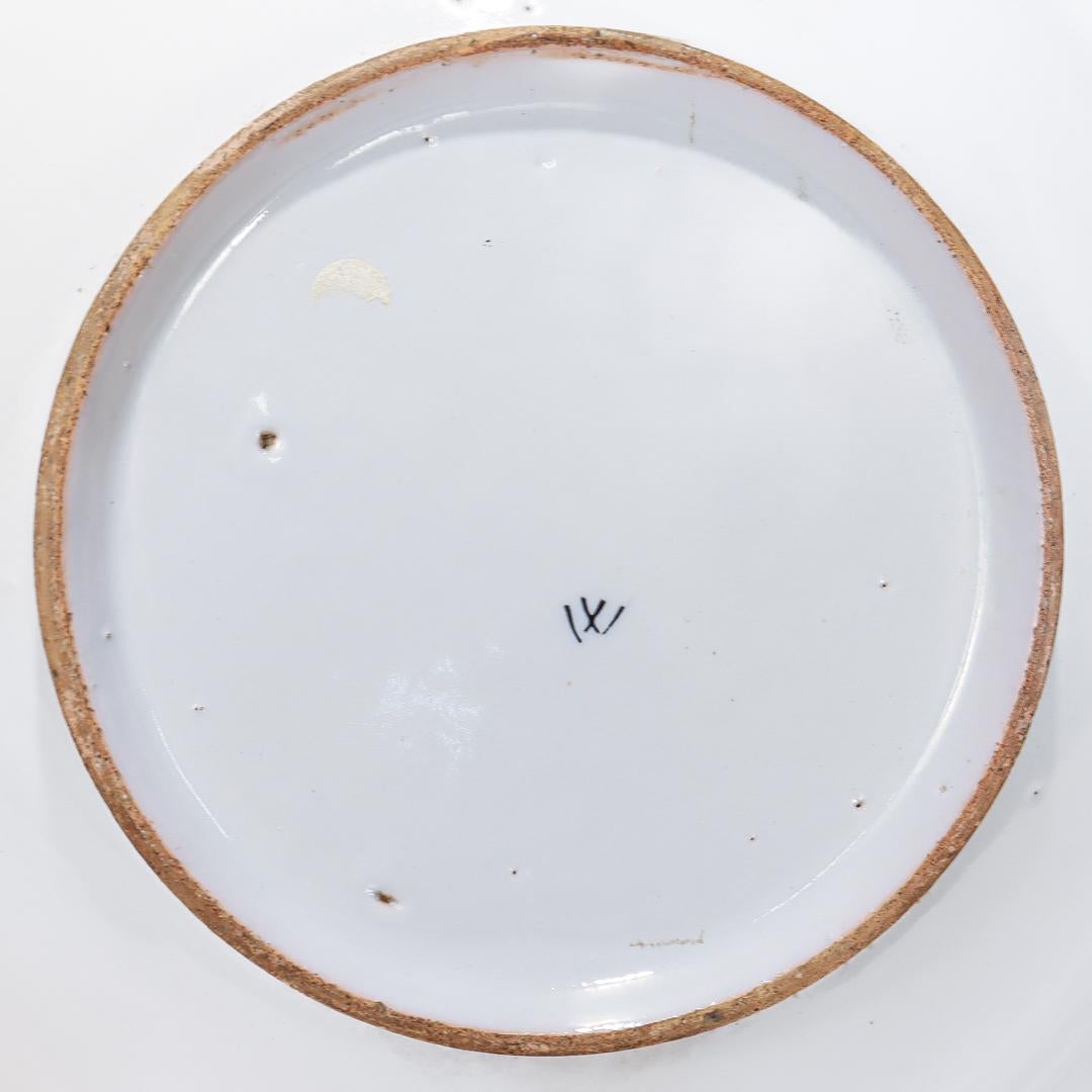 Bol à rasage en poterie de Fayence signée, ancienne poterie allemande du 18e siècle à glaçure étain en vente 4