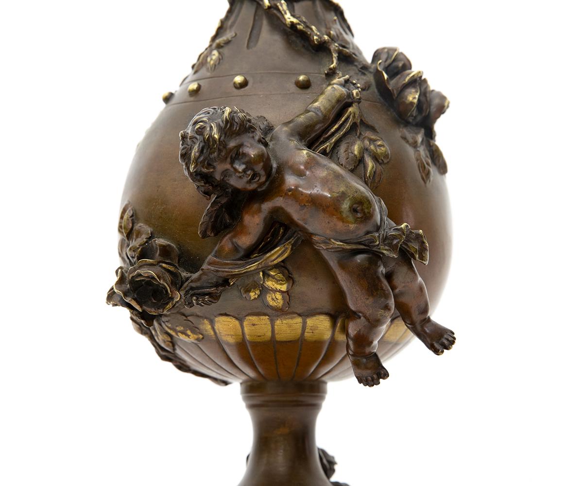 Signed Antique 19th Century French L. Moreau Bronze Vase For Sale 6