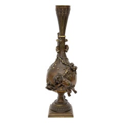 Signed Antique 19th Century French L. Moreau Bronze Vase