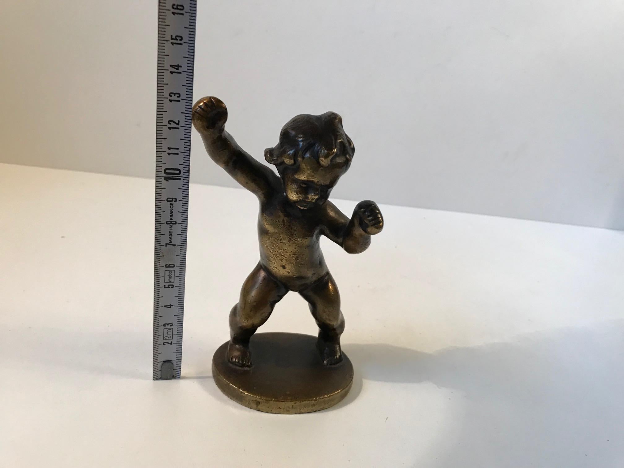 Signed Antique Bronze of Dancing Baby Boy, circa 1900 For Sale 4