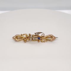Signed Antique English Art Nouveau 9 Ct Gold & Seed Pearl Brooch / Pendant
