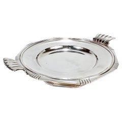 Tazza o centro de mesa Art Decó francés firmado y plateado
