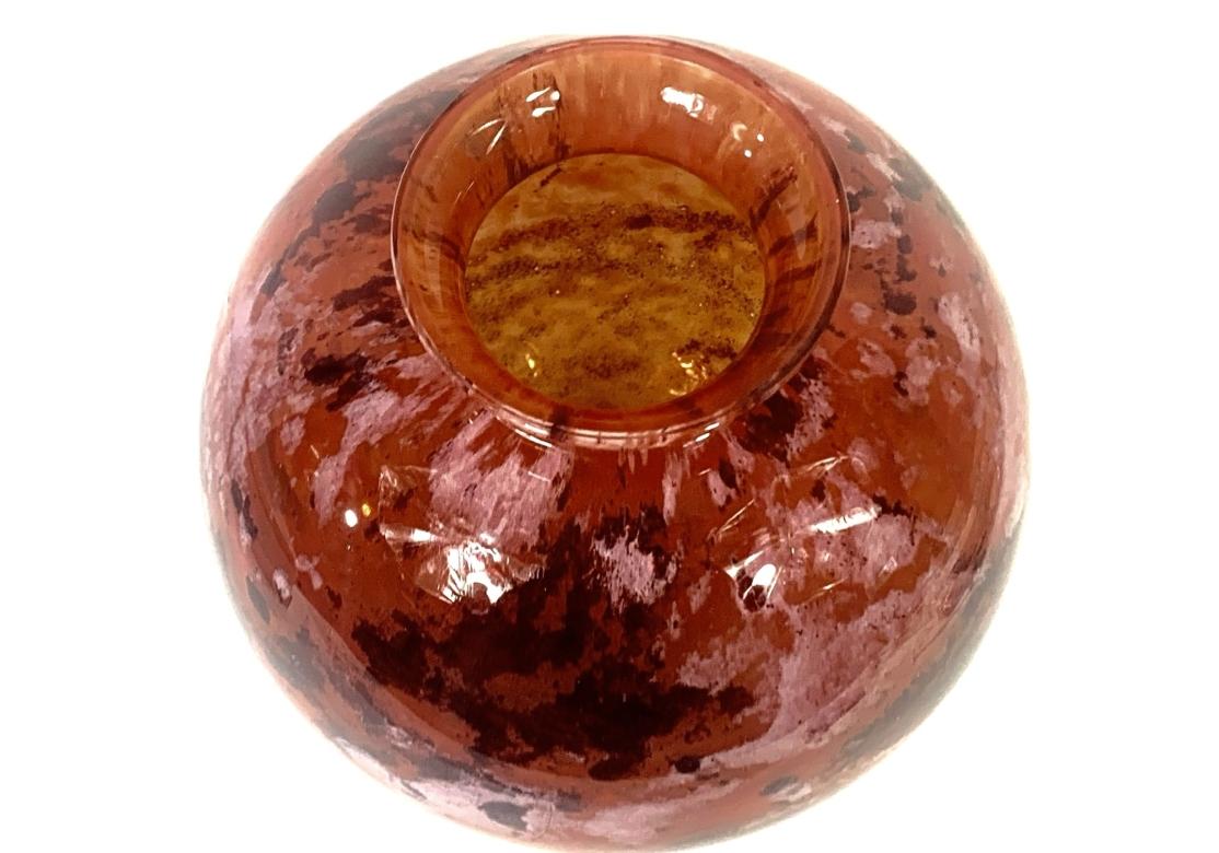 Jarrón de vidrio Art Decó francés firmado Antique Verriere D'Art Lorraine en Bastante bueno estado para la venta en Bridgeport, CT