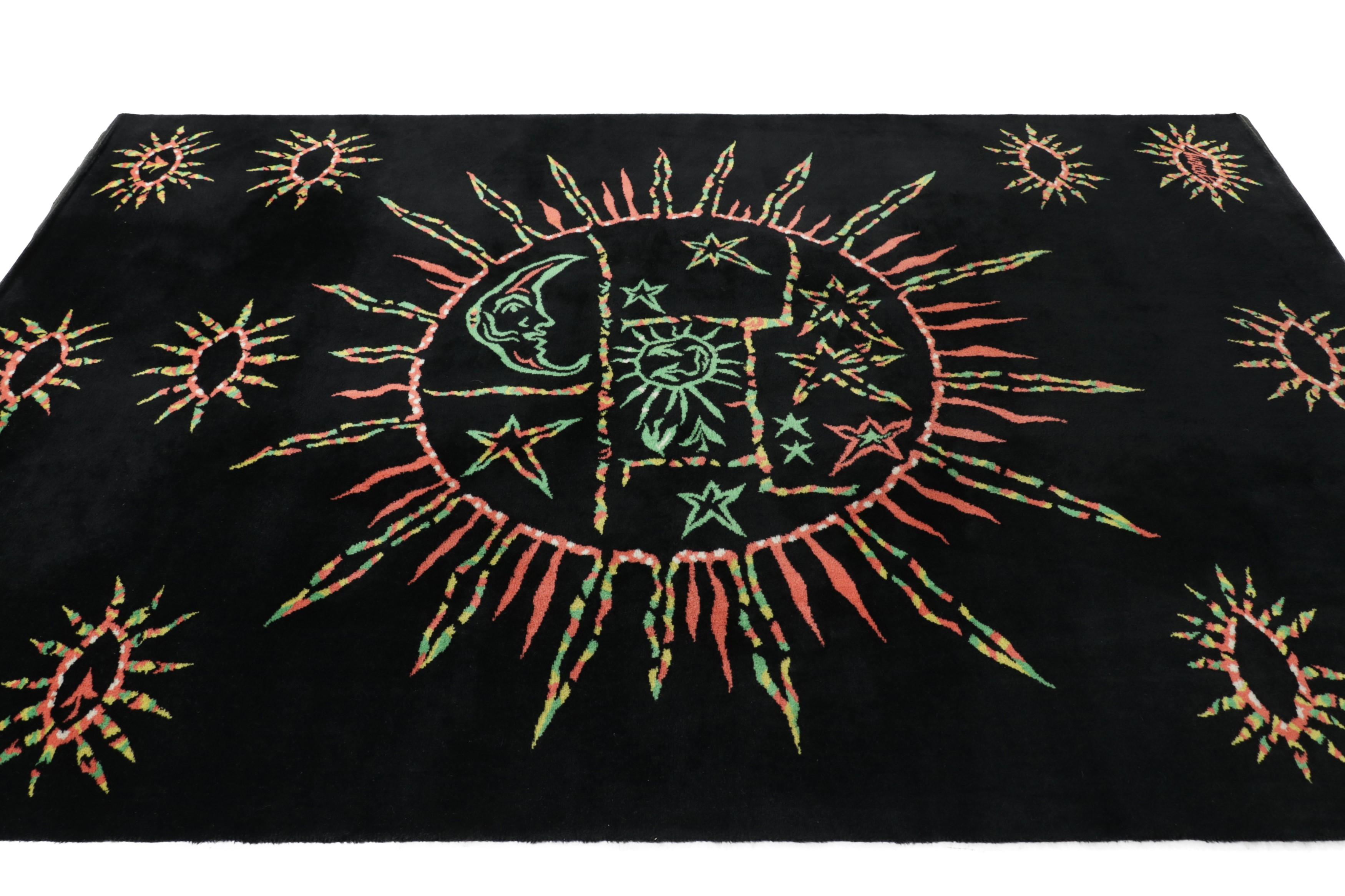 Tapisserie ancienne signée Jean Lurcat French Tapestry in Black with Pictorial - Rug & Kilim Bon état - En vente à Long Island City, NY