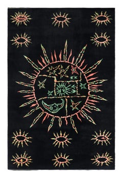 Signierte Antique French Jean Lurcat Wandteppich in Schwarz mit Bild - Rug & Kilim