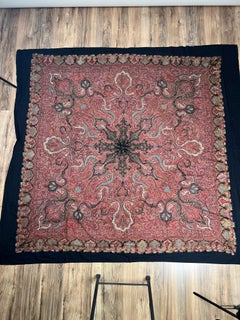 Signed Antique Kashmiri Kani Square Shawl with Central Medallion  India c. 1850