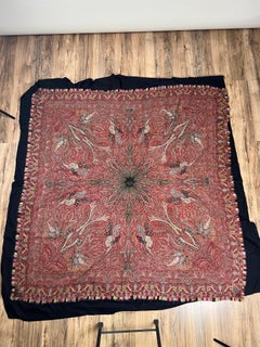 Signed Antique Kashmiri Kani Starburst Shawl  Radiating Medallion c. 1870